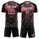 Custom Black Pink GeometricalPattern Soccer Set