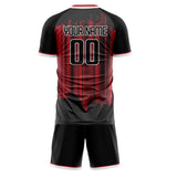 Custom Black Red GeometricalPattern Soccer Set