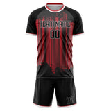 Custom Black Red GeometricalPattern Soccer Set