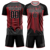 Custom Black Red GeometricalPattern Soccer Set