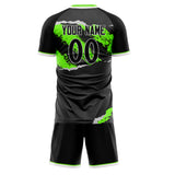 Custom Black Neon Green GeometricalPattern Soccer Set