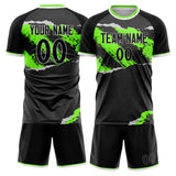 Custom Black Neon Green GeometricalPattern Soccer Set