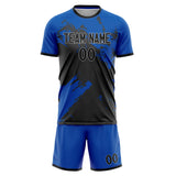 Custom Royal Black GeometricalPattern Soccer Set