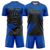 Custom Royal Black GeometricalPattern Soccer Set