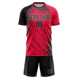 Custom Red Black GeometricalPattern Soccer Set