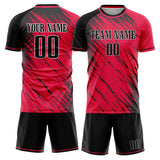Custom Red Black GeometricalPattern Soccer Set