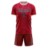 Custom Red Black GeometricalPattern Soccer Set