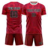 Custom Red Black GeometricalPattern Soccer Set