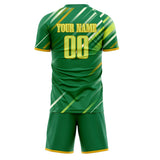 Custom Kelly Green Teal GeometricalPattern Soccer Set