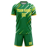 Custom Kelly Green Teal GeometricalPattern Soccer Set