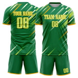 Custom Kelly Green Teal GeometricalPattern Soccer Set