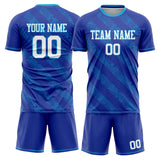 Custom Royal White GeometricalPattern Soccer Set