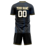 Custom Black Blue GeometricalPattern Soccer Set