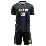 Custom Black Blue GeometricalPattern Soccer Set