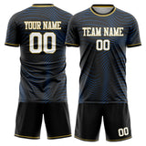 Custom Black Blue GeometricalPattern Soccer Set