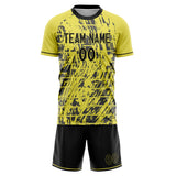 Custom Yellow Black GeometricalPattern Soccer Set
