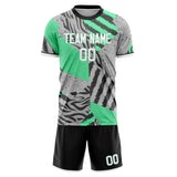 Custom Gray Teal GeometricalPattern Soccer Set