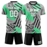 Custom Gray Teal GeometricalPattern Soccer Set