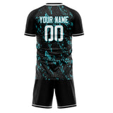 Custom Black Teal GeometricalPattern Soccer Set