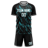Custom Black Teal GeometricalPattern Soccer Set