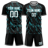 Custom Black Teal GeometricalPattern Soccer Set