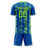 Custom Royal Neon Green GeometricalPattern Soccer Set
