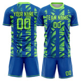 Custom Royal Neon Green GeometricalPattern Soccer Set