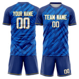 Custom Royal White GeometricalPattern Soccer Set