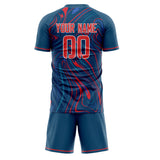 Custom Navy Red GeometricalPattern Soccer Set