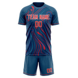 Custom Navy Red GeometricalPattern Soccer Set