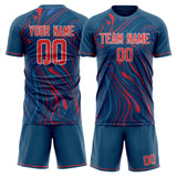 Custom Navy Red GeometricalPattern Soccer Set