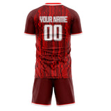Custom Red White GeometricalPattern Soccer Set