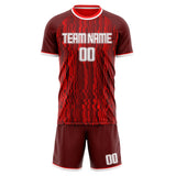 Custom Red White GeometricalPattern Soccer Set