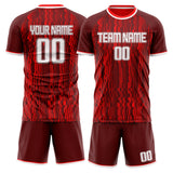 Custom Red White GeometricalPattern Soccer Set