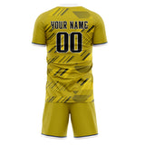 Custom Old Gold Black GeometricalPattern Soccer Set