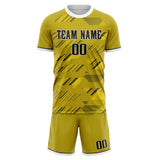 Custom Old Gold Black GeometricalPattern Soccer Set