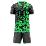 Custom Neon Green Gray GeometricalPattern Soccer Set