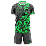 Custom Neon Green Gray GeometricalPattern Soccer Set
