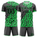 Custom Neon Green Gray GeometricalPattern Soccer Set