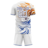 Custom White Blue GeometricalPattern Soccer Set