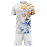 Custom White Blue GeometricalPattern Soccer Set