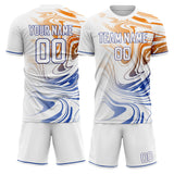 Custom White Blue GeometricalPattern Soccer Set