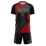 Custom Gray Red GeometricalPattern Soccer Set