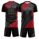 Custom Gray Red GeometricalPattern Soccer Set