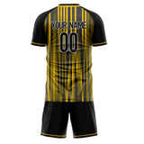 Custom Gold Black GeometricalPattern Soccer Set