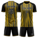 Custom Gold Black GeometricalPattern Soccer Set