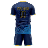 Custom Navy Black GeometricalPattern Soccer Set