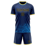 Custom Navy Black GeometricalPattern Soccer Set