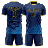 Custom Navy Black GeometricalPattern Soccer Set