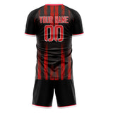 Custom Black Red GeometricalPattern Soccer Set